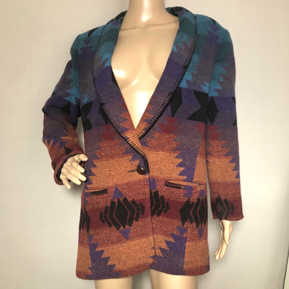 Vintage Southwest Aztec Wool Blazer Jacket - Picture 2 of 5